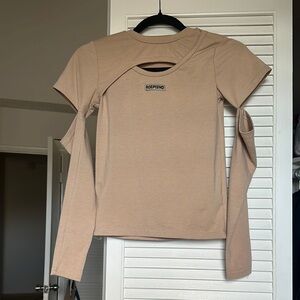 Girl’s Tan Cut-Out Top
